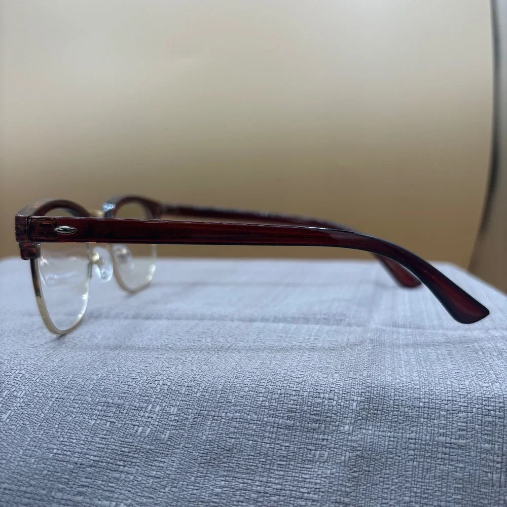 Unbranded Clubmaster Glasses Frames 49-21-140 Brown Gold Excellent Dark Academia